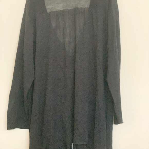EILEEN FISHER WOMAN 3X Black Italian Yarn Knit Open Cardigan Linen Nylon Blend - Picture 3 of 11